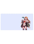 32x16 inches anime girl mouse pad with glasses girl, auburn hair, cozy jacket, and tiny UFO.