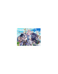 Classic anime mouse pad 14x10 inches with fantasy party, armored warrior, cloaked fighter, and floating mage.