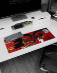 Artistic 32x12 inches mouse pad featuring Asta design, blending burning red eyes and a battle-worn body for a bold tribute to determination and power.