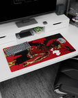 Modern 32x16 inches mouse pad featuring Asta design, with bold manga-style art, burning red eyes, and a battle-worn body for raw determination.