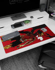 Artistic 36x16 inches mouse pad featuring Asta design, blending bold manga art with burning red eyes and a battle-worn body for grit and resilience.