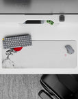 Intense 32x12 desk mat features serene tree and red sun with intricate ink art details for fans of tranquility