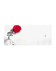Streamlined Japanese Ink Art desk mat 28x12 featuring bold red sun for bold yet calming workspace flair