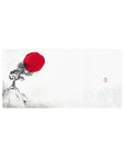 Japanese Ink Art desk mat 32x16 featuring cliffside tree for gaming or workspace energy with graceful flair