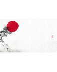 Japanese Ink Art desk mat 40x20 featuring serene tree and bold red sun for Zen-inspired elegance