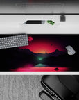 36x16 inches mouse pad with a cosmic sunset, silhouettes, and soft purple and orange tones, perfect for dreamers and stargazers.