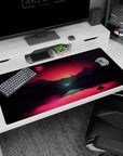 Large 40x20 inches mouse pad with a cosmic sunset, featuring silhouettes and soft purple and orange tones for a tranquil, celestial look.