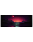 Compact 32x12 inches mouse pad featuring a cosmic sunset, silhouettes, and soft purple and orange tones for tranquil beauty.