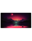 Mouse pad featuring a cosmic sunset, 32x16 inches, with soft purple and orange tones and silhouettes for a peaceful, celestial vibe.
