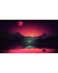 Mouse pad featuring a cosmic sunset, 40x20 inches, with silhouettes and soft purple and orange tones for celestial beauty.