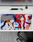 Anime mouse pad 32x16 inches featuring Akeno and Rias from High School DxD in vibrant swimwear on a beach day.