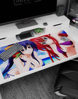 Anime mouse pad 40x20 inches featuring Akeno and Rias from High School DxD in vibrant swimwear on a beach day.