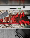 40x20 inches mouse pad with Demon's Grip Fury design, showcasing vivid red claws, fearsome jaws, and hand-drawn textures for a bold, dark fantasy vibe.