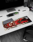 Artistic 32x12 inches mouse pad featuring Demon's Grip Fury design, with hand-drawn textures and vivid red claws for a bold and primal fantasy effect.