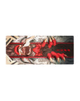 Mouse pad featuring Demon's Grip Fury design, 28x12 inches, with vivid red claws, fearsome jaws, and intricate hand-drawn textures for a powerful vibe.