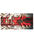 Mouse pad featuring Demon's Grip Fury design, 32x16 inches, with vivid red claws, fearsome jaws, and hand-drawn textures for an intense, dark vibe.