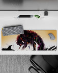 32x12 inches mouse pad featuring abstract design with deep purples, blacks, and glowing reds for a bold, intense anime-inspired effect.
