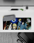 Electric blue and lime neon anime mouse pad 28x12 inches with edgy night mood, chaos, and clean layout.