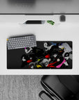 Anime mouse pad featuring Persona 5 Phantom Thieves, 28x12 inches, with colorful neon characters on a gray-black background.