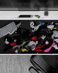 Anime mouse pad 40x20 inches featuring Persona 5 Phantom Thieves with vibrant neon colors on a gray-black background.