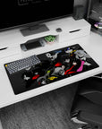 Anime mouse pad featuring Persona 5 Phantom Thieves, size 32x16 inches, with neon colors popping on a gray-black background.