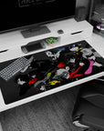 Persona 5 desk pad 40x20 inches with Phantom Thieves in neon colors on gray-black background, stylish and bold.