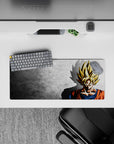 28x12 inches mouse pad showcasing Goku’s Super Saiyan silhouette, capturing the intensity and power of his transformation in a compact design.