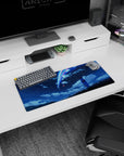 28x12 inches anime mouse pad showing a lone yukata girl watching twin comets streak across clouds.