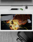 Zenitsu Agatsuma 32x16 inch mouse pad from Demon Slayer featuring yellow lightning and dramatic color contrasts.