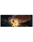 Zenitsu Agatsuma Demon Slayer anime mouse pad, 32x12 inches, features electric yellow lightning on dark shadows for a dynamic setup.