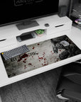 Workspace essential 36x16 inch desk pad with Guts in fearsome armor for anime enthusiasts