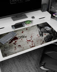 Premium 40x20 inch desk pad with Guts' unrelenting rage, perfect for fans of dark anime energy