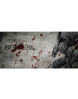 36x16 inch desk pad highlighting Guts in his iconic Berserker Armor with dramatic blood splatters