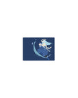 Classic anime mouse pad 14x10 inches with katana fighter and water-splash arc on navy backdrop.