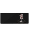 32x12 inches anime girl mouse pad with gothic catgirl maid art, frills, corset lacing, and tiny kitten.