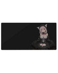 32x16 inches anime girl mouse pad with gothic catgirl maid, silver hair, frills, corset, and kitty.