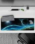 Deep navy to icy blue gradient mouse pad 32x12 inches with calm glowing starlit mood.