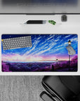 32x16 inches anime mouse pad in violet, cotton-candy sunrise, and deep ocean blues for calm focus.