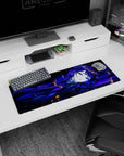 32x12 inches anime girl mouse pad showing a sleepy blue-haired girl drifting through a midnight star field.