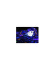 Classic anime girl mouse pad 14x10 inches with blue-haired beauty, sparkles, and golden shards in night hues.