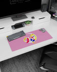 28x12 inches Sailor Moon mouse pad, she lounges on a white crescent with bow, gloves, and navy skirt.