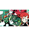 Retro pixel anime girl desk pad with LOADING background, smooth tracking, 40x20 inches.