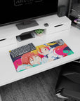 28x12 inches anime girl mouse pad showing Tohru snuggling close as Kobayashi looks adorably overwhelmed.