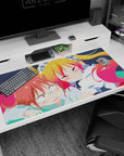 40x20 inches Miss Kobayashi's Dragon Maid desk pad, Tohru cuddling Kobayashi, flustered faces.