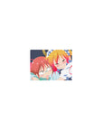 Classic anime girl mouse pad 14x10 inches with cute dragon maid cuddle art on a deep navy backdrop.