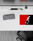 Anime mouse pad featuring Makoto Nijima from Persona 5, 14x10 inches. Bold black and red design, sleek and dramatic.