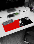 Mouse pad featuring Makoto Nijima from Persona 5, 32x12 inches, in bold black and red for a fierce, elegant look.