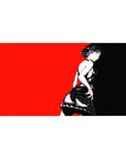 Anime desk pad featuring Makoto Nijima from Persona 5, sized 40x20 inches, in bold black and striking red colors.