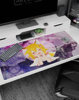 40x20 inches desk pad featuring a fox-eared blonde anime girl smiling in a crisp circle frame.