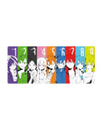 28x12 inches anime mouse pad with nine black-and-white portraits on bold color-block panels.